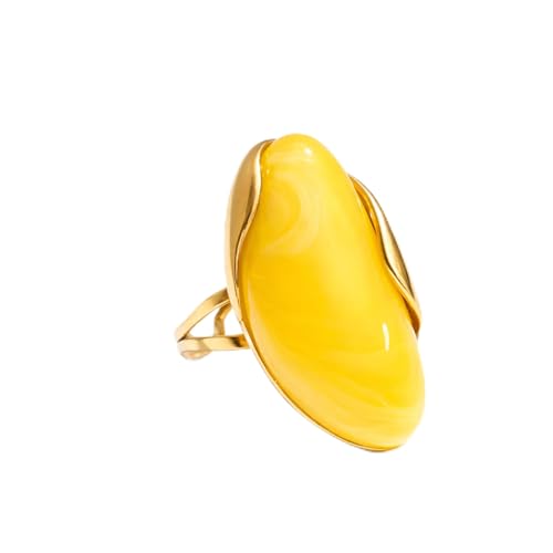 Mchic Women's Chunky Oval Resin Statement Ring