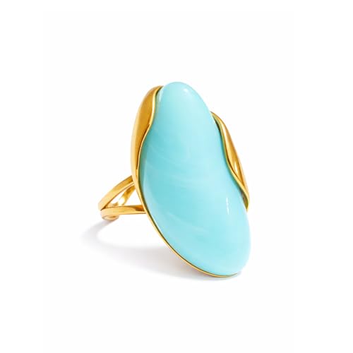 Mchic Women's Chunky Oval Resin Statement Ring