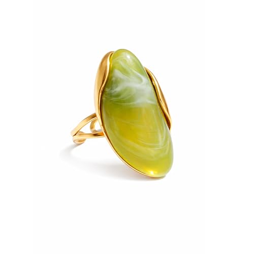 Mchic Women's Chunky Oval Resin Statement Ring