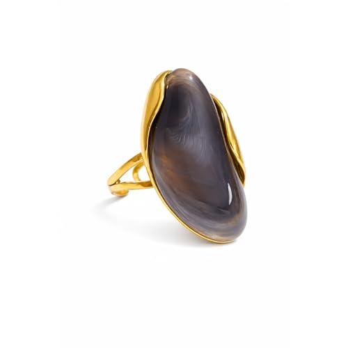 Mchic Women's Chunky Oval Resin Statement Ring