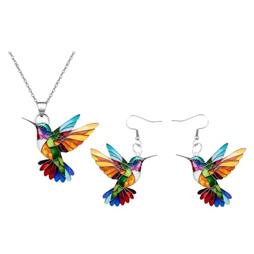 MIFYNN Women's Colorful Acrylic Hummingbird Pendant