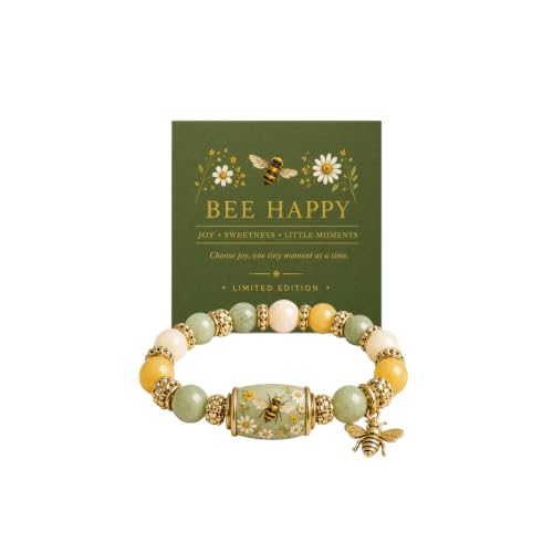 LIU JUN Women's Natural Stone Bead Stretch Bracelet 19.1cm