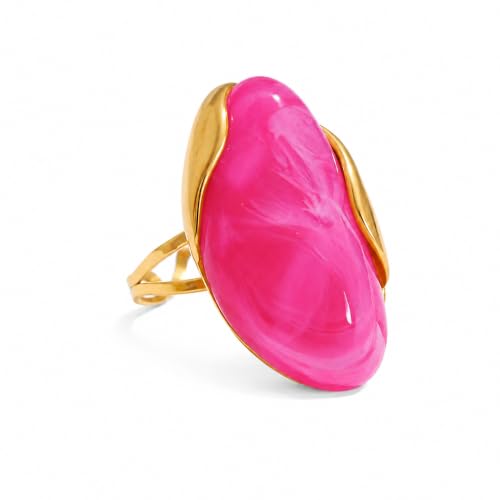 Mchic Women's Chunky Oval Resin Statement Ring