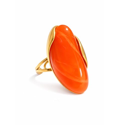 Mchic Women's Chunky Oval Resin Statement Ring