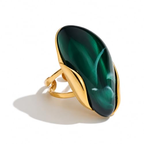 Mchic Women's Chunky Oval Resin Statement Ring