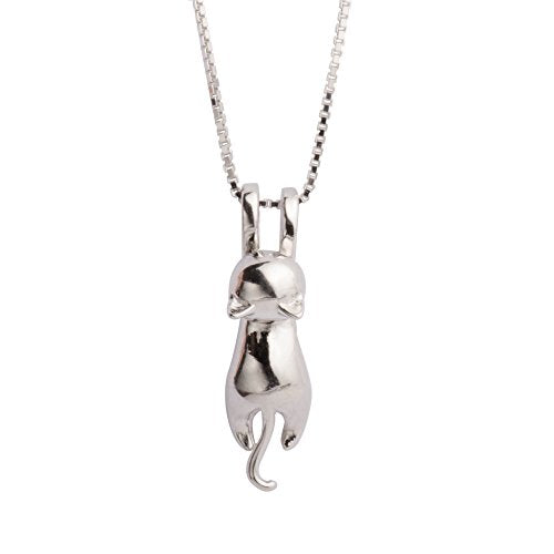 S.Leaf Women's Sterling Silver Cat Pendant Necklace