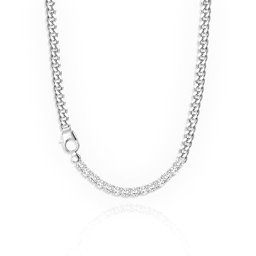 Luxval Women's 3mm CZ Tennis Choker Necklace