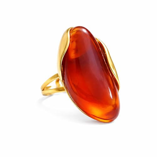 Mchic Women's Chunky Oval Resin Statement Ring