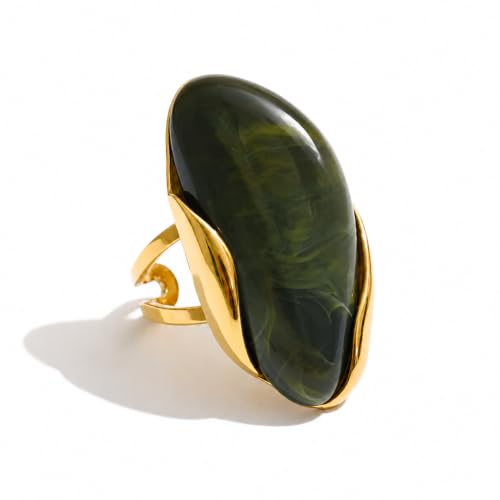 Mchic Women's Chunky Oval Resin Statement Ring