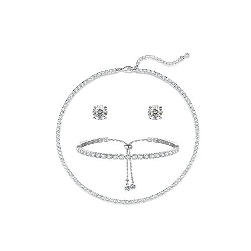 Luxval Women's 3mm CZ Tennis Choker Necklace