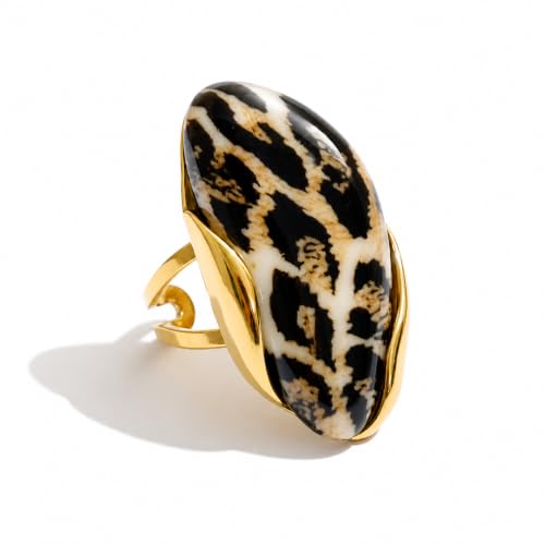 Mchic Women's Chunky Oval Resin Statement Ring