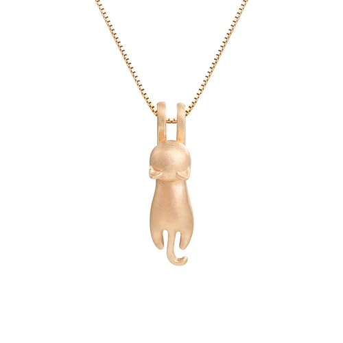 S.Leaf Women's Sterling Silver Cat Pendant Necklace