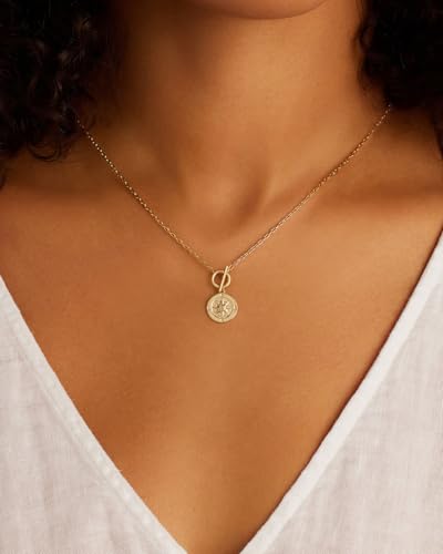 Plenky Women's 14K Gold Plated Dainty Pendant Necklace