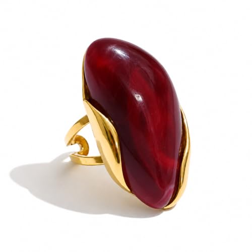 Mchic Women's Chunky Oval Resin Statement Ring