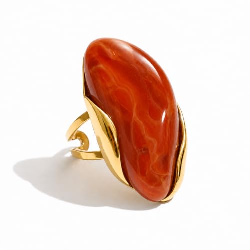 Mchic Women's Chunky Oval Resin Statement Ring