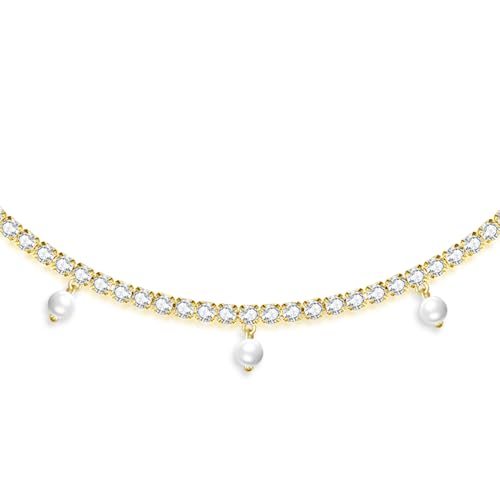 Luxval Women's 3mm CZ Tennis Choker Necklace