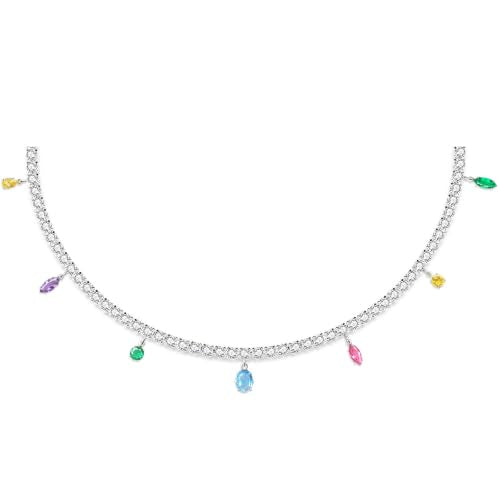 Luxval Women's 3mm CZ Tennis Choker Necklace