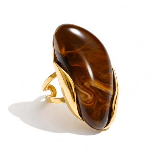 Mchic Women's Chunky Oval Resin Statement Ring