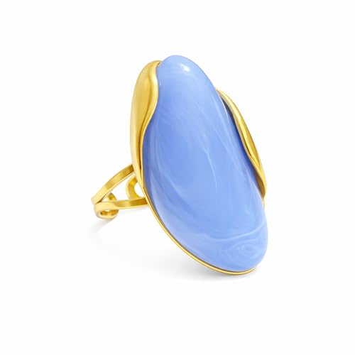 Mchic Women's Chunky Oval Resin Statement Ring