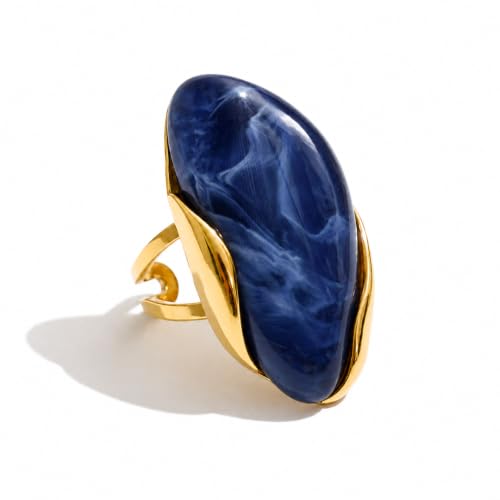 Mchic Women's Chunky Oval Resin Statement Ring