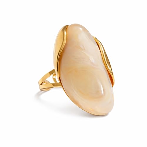 Mchic Women's Chunky Oval Resin Statement Ring