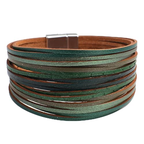 Fesciory Women's Boho Western Leather Wrap Cuff Bracelet