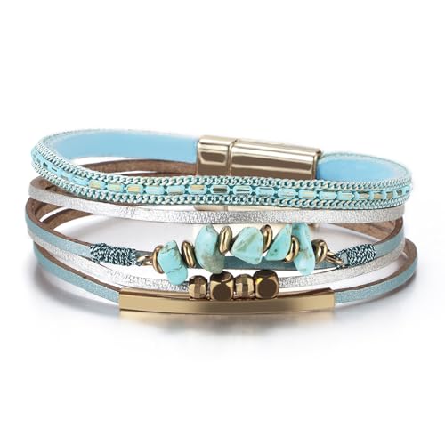 Fesciory Women's Boho Western Leather Wrap Cuff Bracelet
