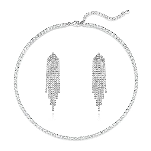 Luxval Women's 3mm CZ Tennis Choker Necklace