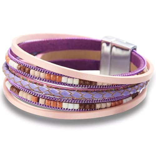 Fesciory Women's Boho Western Leather Wrap Cuff Bracelet