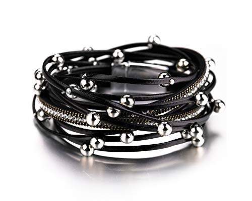 Fesciory Women's Boho Western Leather Wrap Cuff Bracelet