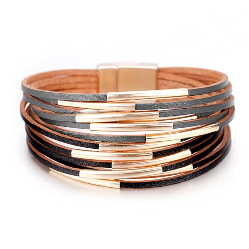 Fesciory Women's Boho Western Leather Wrap Cuff Bracelet
