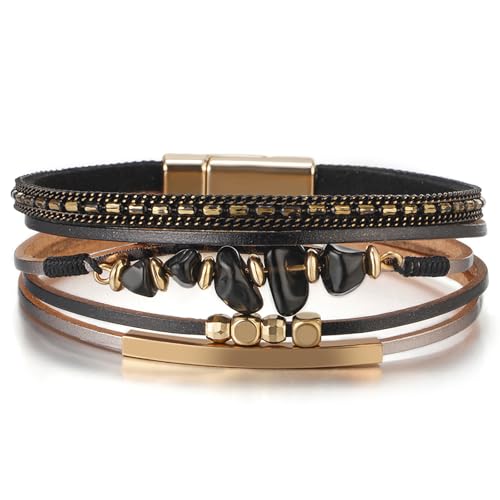 Fesciory Women's Boho Western Leather Wrap Cuff Bracelet