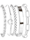 Gokeey Women's 14K Gold Plated Stackable Cuff Bracelet Set