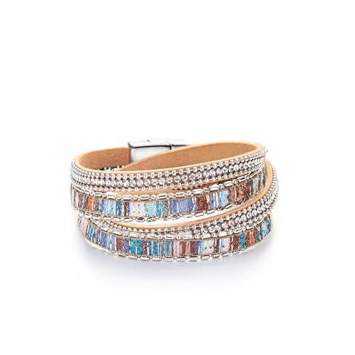 Fesciory Women's Boho Western Leather Wrap Cuff Bracelet