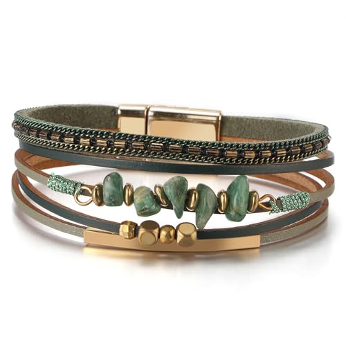 Fesciory Women's Boho Western Leather Wrap Cuff Bracelet