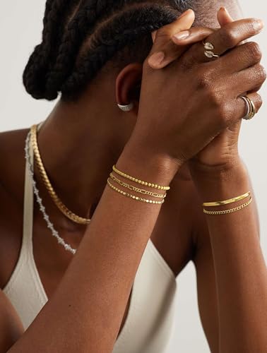 DEARMAY Women's 14K Gold Plated Chain Bracelet Set