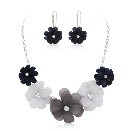 Flyonce Women's Floral Boho Collar Necklace with Earrings