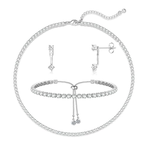 Luxval Women's 3mm CZ Tennis Choker Necklace