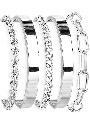 Gokeey Women's 14K Gold Plated Stackable Cuff Bracelet Set