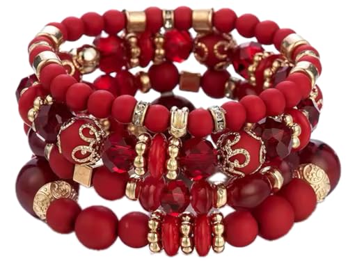 Jewellify Women's Boho Beaded Stackable Bracelet Set