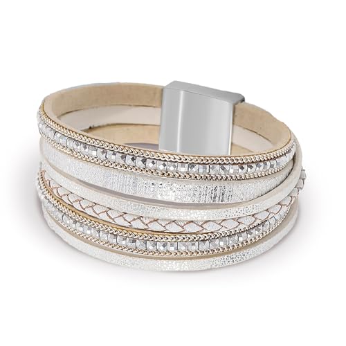 Fesciory Women's Boho Western Leather Wrap Cuff Bracelet