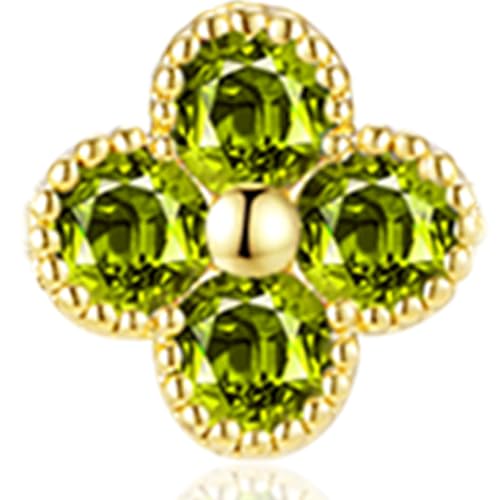 KELAIEN Women's Gold Birthstone Clover Bracelet