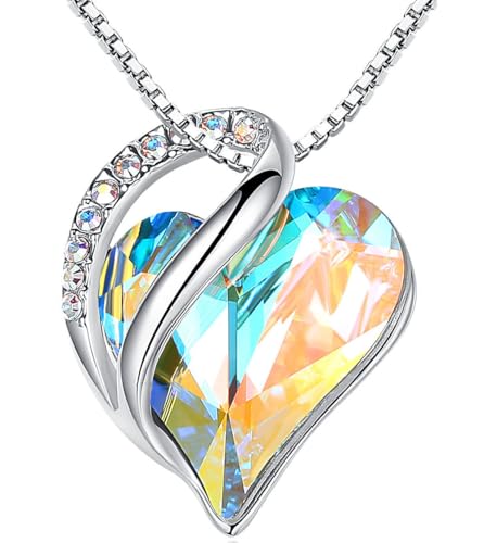 Leafael Women's Infinity Love Heart Crystal Pendant Necklace