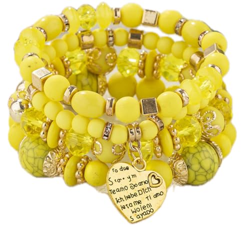Jewellify Women's Boho Beaded Stackable Bracelet Set