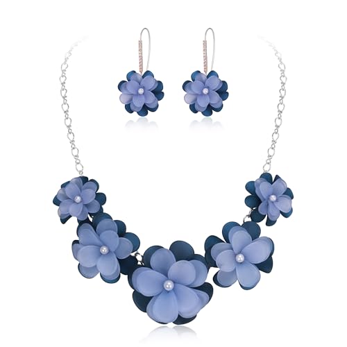 Flyonce Women's Floral Boho Collar Necklace with Earrings