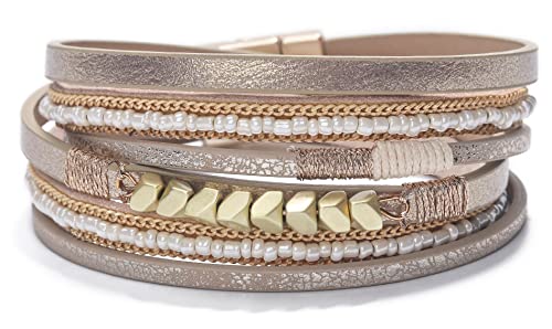Fesciory Women's Boho Western Leather Wrap Cuff Bracelet