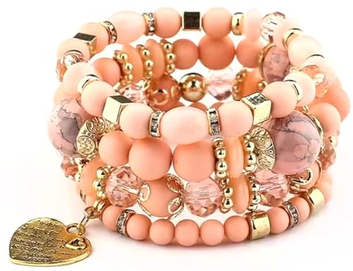 Jewellify Women's Boho Beaded Stackable Bracelet Set