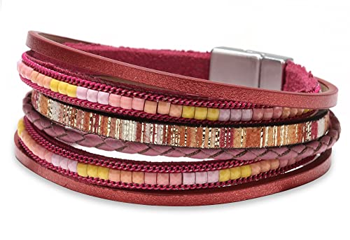 Fesciory Women's Boho Western Leather Wrap Cuff Bracelet