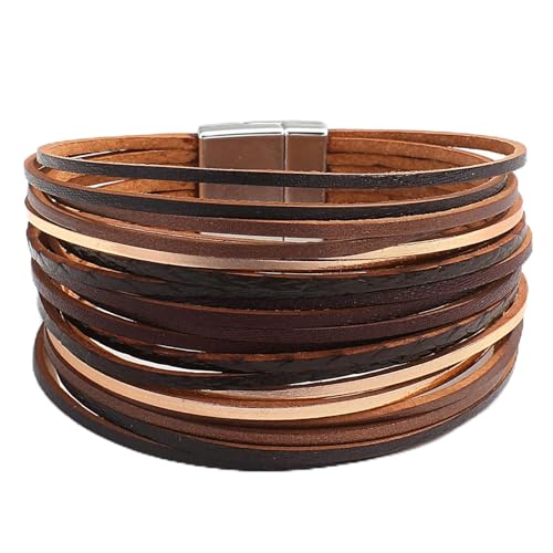 Fesciory Women's Boho Western Leather Wrap Cuff Bracelet