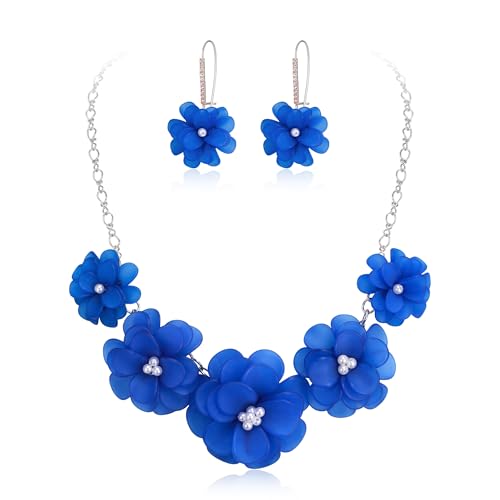 Flyonce Women's Floral Boho Collar Necklace with Earrings